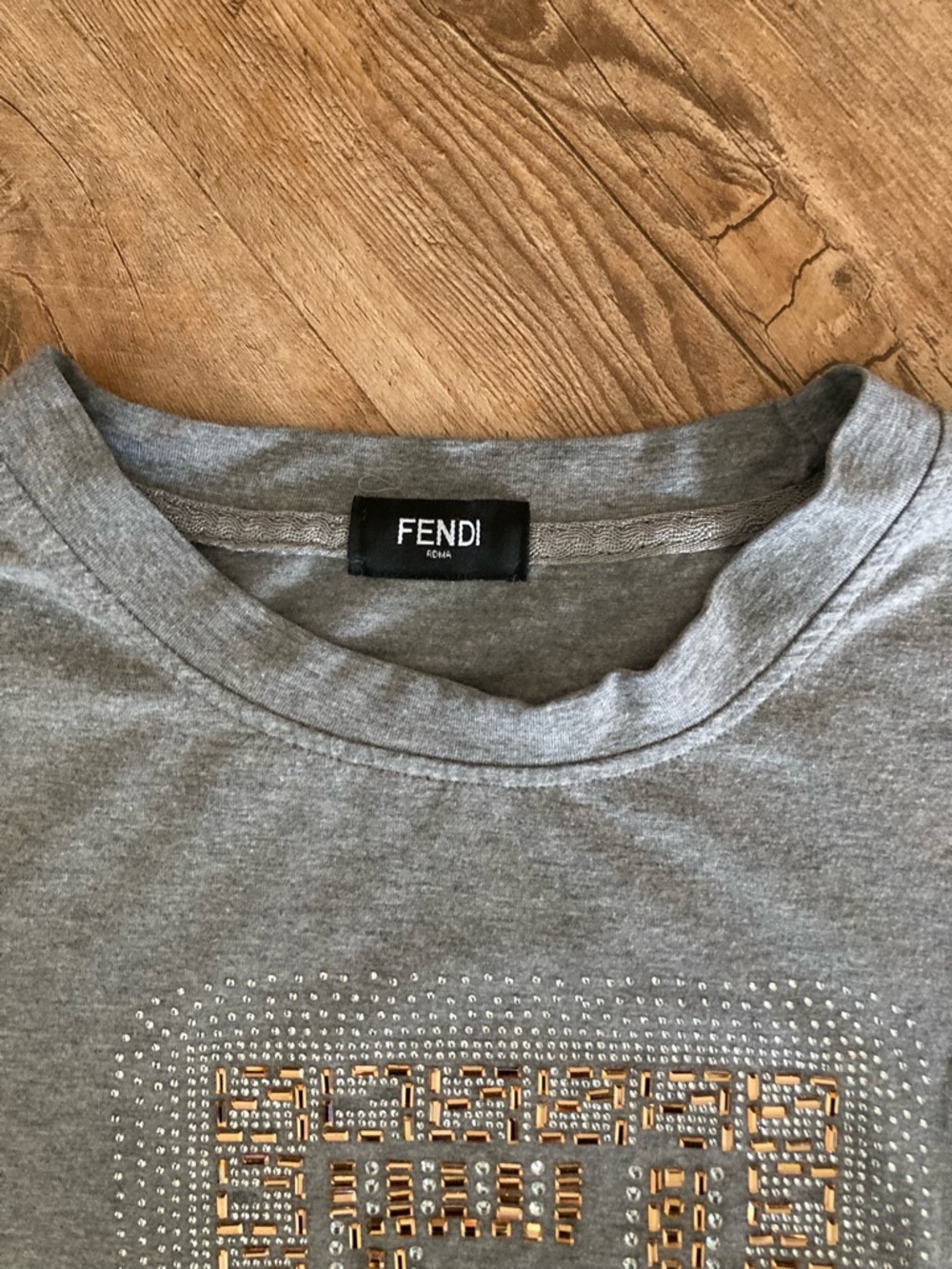 Fendi Silver-Gray Crystal Logo Tee Dress - Picture 3 of 9
